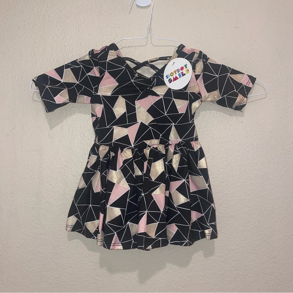 Dot Dot Smile Christmas Holiday Dress Fancy Collection Geometric Print 6-12m